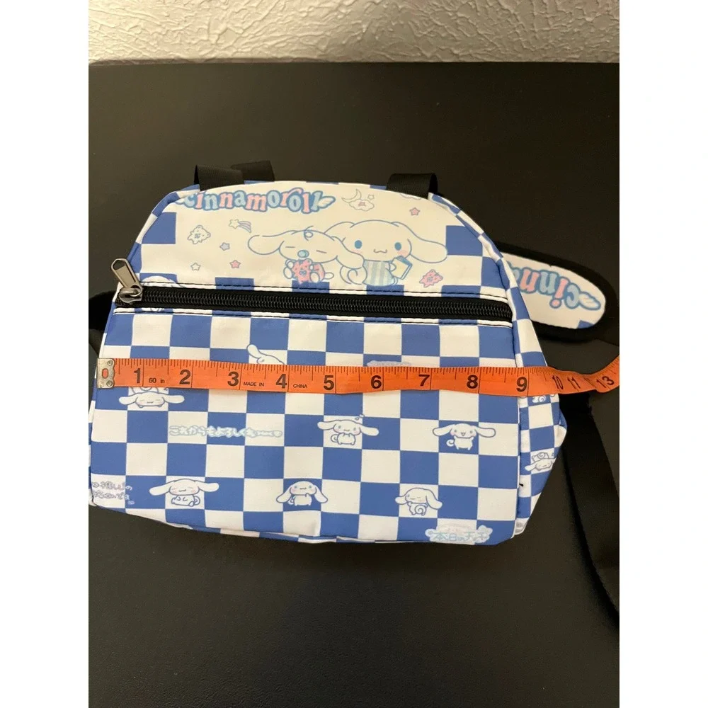Sanrio Cinnamoroll Insulated Lunch Bag Blue White Checker Adjustable Strap NWOT